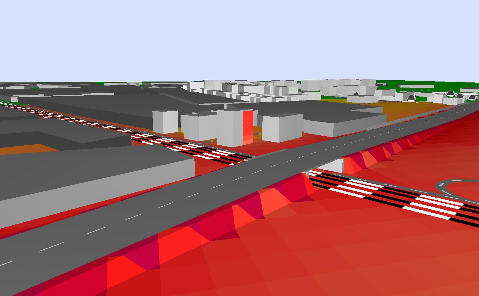 Clima acustico 3D nord Milano - autostrada con incrocio ferroviario